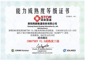 软件能力成熟度 CMMI3证书